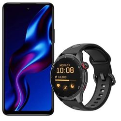 Smartphone-set myPhone N23 5G Cosmic zwart + Smartwatch myPhone Watch Adventure zwart, 5000 mAh, 6 GB RAM, NFC, Dual SIM, Finger Print, 90 HZ, uitbreidbaar geheugen en harde schijf, GPS smartwatch