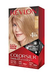 Revlon Colorsilk Beautiful Color Coloration Permanente des Cheveux avec Technologie au Gel 3D et Kératine, Teinture avec Couvrance à 100% des Cheveux Blancs, 70 Blond Cendré Moyen