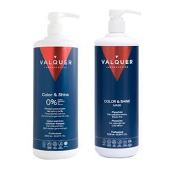 Valquer Color and Shine Pack, Cooling Effect Shampoo and Mask with Wheat Germ Extract. Revitalizes and strengthens color-treated hair, providing shine and softness. Vegan. 1L + 975ml