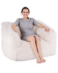 VEVOR Zitzak sofasstoel (1220 x 1190 x 711 mm) met armleuningen voor volwassenen, pluizige pluche en schuimvulling met hoge dichtheid, zitzak met taper, lazy-bank voor slaapkamer, beige