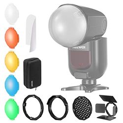 NEEWER Set met ronde kop voor flitseraccessoires voor Z2 Z1 Speedlite, inclusief Barndoor, raster, filters, koepeldiffuser, diffuserpaneel, springdiffuser, GM-M1