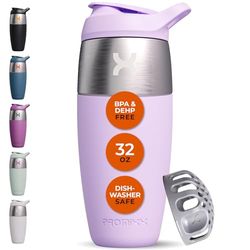 Promixx Pursuit botella mezcladora de proteínas de acero inoxidable de una sola pared, batidos súper suaves, 950 ml