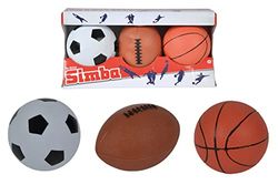 Simba - Be Active - Set 3 Ballons - Foot, Basket, Football Américain - Diamètre 9-10cm - 107352005