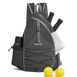 G4Free Borsa per pickleball, zaino per pickleball, per donne e uomini, borsa a tracolla regolabile con tasca impermeabile/gancio per recinzione, Grigio scuro, Zaino casual