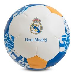 Hy-Pro Mini Balle Souple sous Licence Officielle Real Madrid CF 10,2 cm – Idéal pour Les Enfants, Produit Real Madrid, Excellente idée Cadeau, Blanc et Bleu