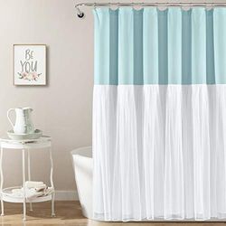 Lush Decor Rideau de Douche en Tulle coloré 182,9 x 182,9 cm, Bleu Spa et Blanc