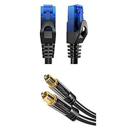 KabelDirekt Cavo di rete 0,25 m, Ethernet, cavo LAN e patch e cavo ottico/cavo TOSLINK – 1,5 m (cavo digitale ottico da TOSLINK a TOSLINK, cavo audio)