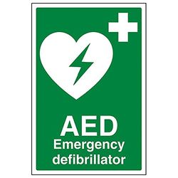VSafety AED Lot de 3 panneaux de défibrillateur d'urgence Motif portrait, 200mm x 300mm, 3
