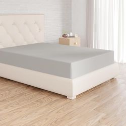 Amazon Basics Lençol de baixo ajustável, 200 x 200 x 30 cm, de poliéster de microfibra, cinzento claro