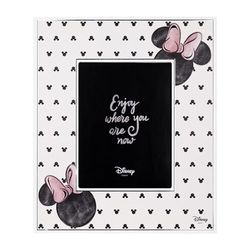 VALENTI & CO. - Disney Mickey en Minnie - houten lijst 15 x 20 cm - tafelfotolijst met details in zilver - cadeau-idee voor pasgeborenen of doop - fotolijst voor kinderkamer