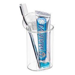 iDesign 53160EU Porte-Rasoir, Brosse à Dents Électriques et Dentifrice, Power Lock Suction, pour Coiffeuse ou Plan de Travail de Salle de Bain, Transparent Plastique Clair, 7, 6 x 8, 9 x 13, 7 cm