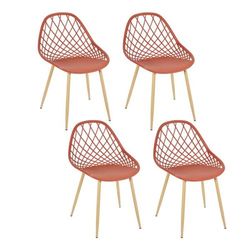 HOME DECO FACTORY THE Malaga Terracotta - Set di 4 sedie da esterno, in polipropilene, colore: arancione, marrone, 59 x 80,2 x 51,2 cm
