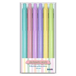 Dohe 79600 - Bolígrafos de color pastel, tinta azul, pack de 6 unidades