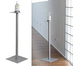 IPEA Elegant IPESAN Aluminium Bottle Stand with Iron Column for Hygienizing Gel Dispenser, Matt Silver, Height 90 mm