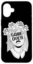 Game Over Goth Gamer Girl Roses Case for iPhone 16 Plus