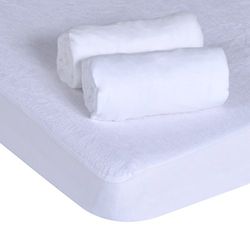 PMP Lot 1 Alèse / 2 Draps Housse Jersey Blanc 60X120 cm