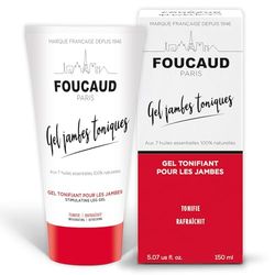 Foucaud - GEL GAMBES TONIQUES - Gel massage -TONIFIE - RAFRAICHIT - HUILES ESSENTIELLES : orange, citron, lavande, thym, romarin - 100% Naturelles - Camphre - Menthol - Vigne rouge - Tube de 150ml