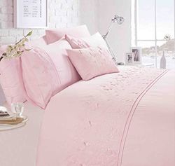 Rapport Home - Set di biancheria da letto matrimoniale con copripiumino ricamato, motivo papillon, colore: rosa