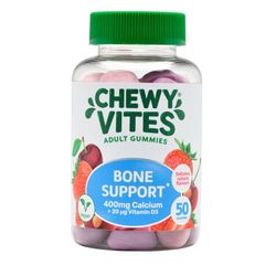 Chewy Vites Adult Bone Support 50 Vitamin Gummies, 400mg Calcium Gummies with 20 mcg Vitamin D3, for Bones, Teeth & Muscle Function, 2-a-Day, Vegan, Mix of Wild Cherry and Strawberry Flavour