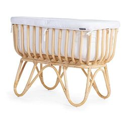 Béaba CHILDHOME, wieg van rotan voor baby's, rechthoekig, inclusief matras, zeer licht, gebruik tot 9 kg, 90 x 50 x 70 cm, jersey bekleding, ecru