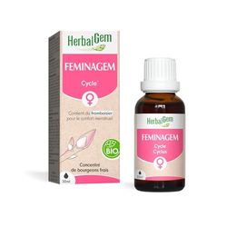 HERBALGEM, Feminagem BIO, Complexe de Gemmothérapie Concentrée, Favorise le confort menstruel, 30 ML