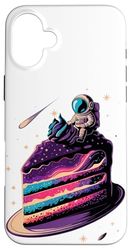 Astronauta su Fetta di Torta Galassia Spazio Dolce Arte Custodia per iPhone 16 Plus