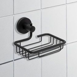 IPEA Tvålkopp Väggklistermärke Svart Metall - Ingen borrning Nödvändig - Modern Design - Tvålhållare för Väggmontering I Badrum, Dusch, Kök, Hem - Tvålhållare eller Svamp - Självhäftande