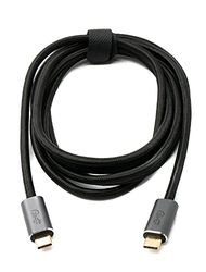 SYSTEM-S USB 3.2 Gen 2 kabel 200 cm typ C kontakt till kontakt adapter flätad svart