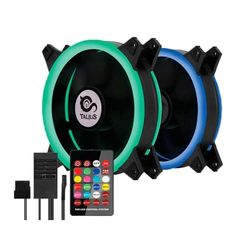 Kit - 2 ventole doppio cerchio RGB, striscia LED e telecomando, ideale per migliorare l'illuminazione e la ventilazione del tuo PC.