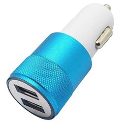 Dubbel USB-cigarettändare uttagsadapter för Xiaomi Redmi 7 smarttelefon 2 portar billaddare universella färger (blå)