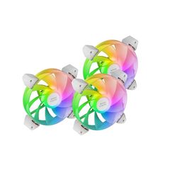 Ventilateur - Kit de 3 ventilateurs de 120 mm, avec éclairage A-RVB, haute efficacité, design blanc, idéal pour optimiser le refroidissement