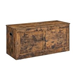 VASAGLE Opbergkist, opbergbank, dekendoos met 2 veiligheidsscharnieren, schoenenopbergbank, 40 x 100 x 46,5 cm, voor hal, slaapkamer, woonkamer, rustiek bruin LSB164K01