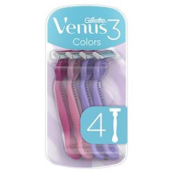Gillette Venus 3 maquinillas de afeitar desechables para mujer con 3 cuchillas y tira de humedad, paquete de 4 maquinillas de afeitar