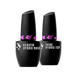 YES!YOU - Set base coat e top coat con cheratina e vitamine, include base coat ibrido con cheratina e top coat ibrido lucido