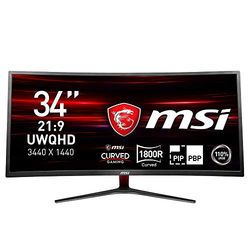 MSI Optix MAG341CQ Curved Gaming Monitor 34 Inch, UWQHD, VA, 100 Hz, 3440 x 1440, 1440p, 1800R, DisplayPort, 2x HDMI, DVI-D, Adjustable Stand, AMD FreeSync