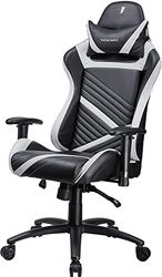 Tesoro Zone Speed gamingstol F700 vit/svart – smal gamingstol med vippfunktion, PU-läder, justerbara armstöd, nackkudde