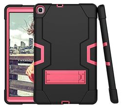 Funda para Samsung Tab S5E T720/T725 (2019) con Soporte, híbrido Duro Duradero con Cubierta Protectora híbrida de Tres Capas (Negro + Rosado)