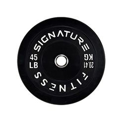 Signatur fitness 2 tum olympisk stötfångare platta viktplattor med stålnav – 100% jungfrugummi, svart