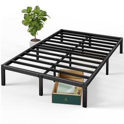 Zinus Elias Bed 180x200 cm - Hoogte 36 cm met opbergruimte onder het bed - metalen platform bedframe - zwart