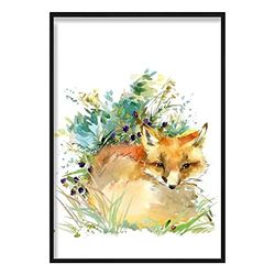 Artze Wall Art Baby Fox Poster aquarelle 40 x 50 cm (l x H)