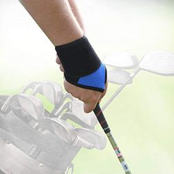 4DflexiSPORT Wrist brace wrap (BLUE x1) non-splinted flexible support for golfers, racket sports and daily activities. NON-SWEAT, NO-RASH. NON-NEOPRENE/LATEX-FREE