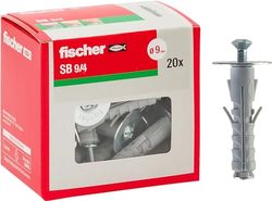 Fischer 20 pluggen SB 9 met verzonken kopschroef M4, universeel voor bevestiging aan muur en beton, 508234