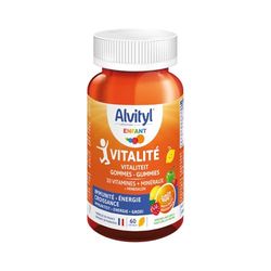 Alvityl - Gommes Vitalité - 8 vitamines et 2 minéraux – Saveurs naturelles de fruit - Dès 4 ans - 60 gommes