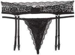 Cottelli Collection Lingerie String and Suspender Belt, Large