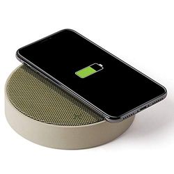 Lexon Oslo Energy - Station de Charge sans Fil et Haut-Parleur Bluetooth 5W - Pierre/Khaki