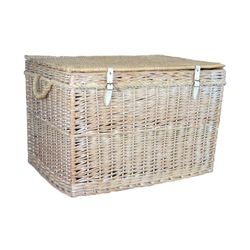 Red Hamper Large White Wash Finish Storage Wicker Basket