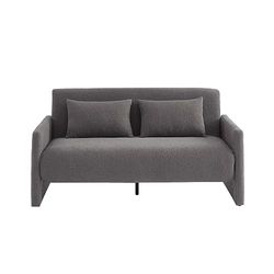 BAÏTA Sofá Recto Convertible de 3 plazas, Tejido con Hebilla, Gris, 153 x 82 x 79 cm