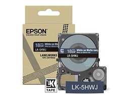 Epson Labelworks LK-5HWJ Bandkassett för märkning som är kompatibel med Epson LabelWorks LW-C610 och LW-C410 Navy/Vit 18mm