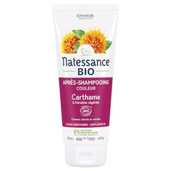 Natessance - Après-Shampooing Couleur - Carthame Bio & Kératine Végétale - Certifié Bio Cosmos Organic - Tube de 200 ml