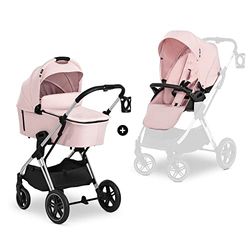 Hauck 3in1 kinderwagenset Vision X Set met babybak, draaibaar sportstoeltje en beendeken, rubber wielen, belastbaar tot 25 kg, compact inklapbaar, roze gemêleerd